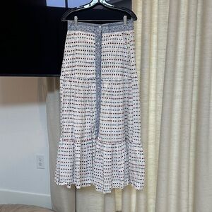 Oliphant White and Blue Patterned Maxi Skirt